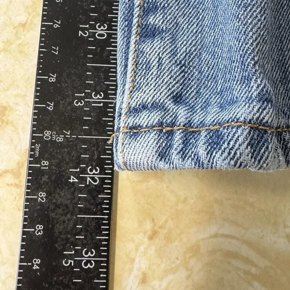 Levis 501 Button Fly Jeans Mens 34x32 Blue Denim Pants Faded Work Chore Office